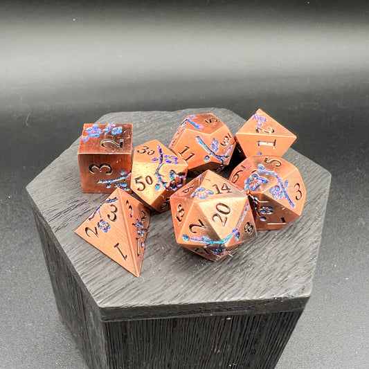 Copper and Blue Plum Blossom Dice
