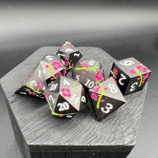 Black and Pink Plum Blossom Dice