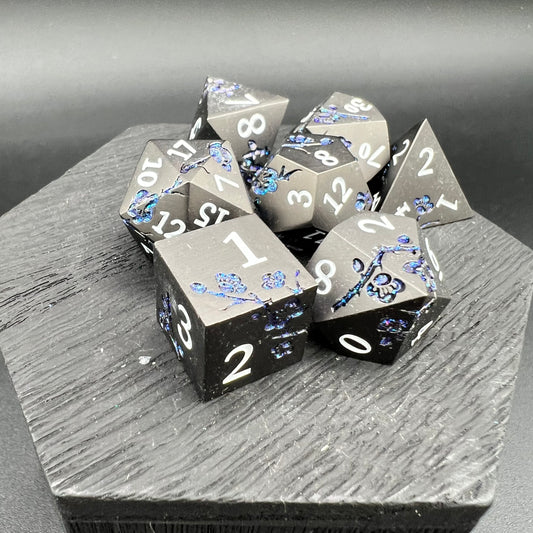 Black and Blue Plum Blossom Dice