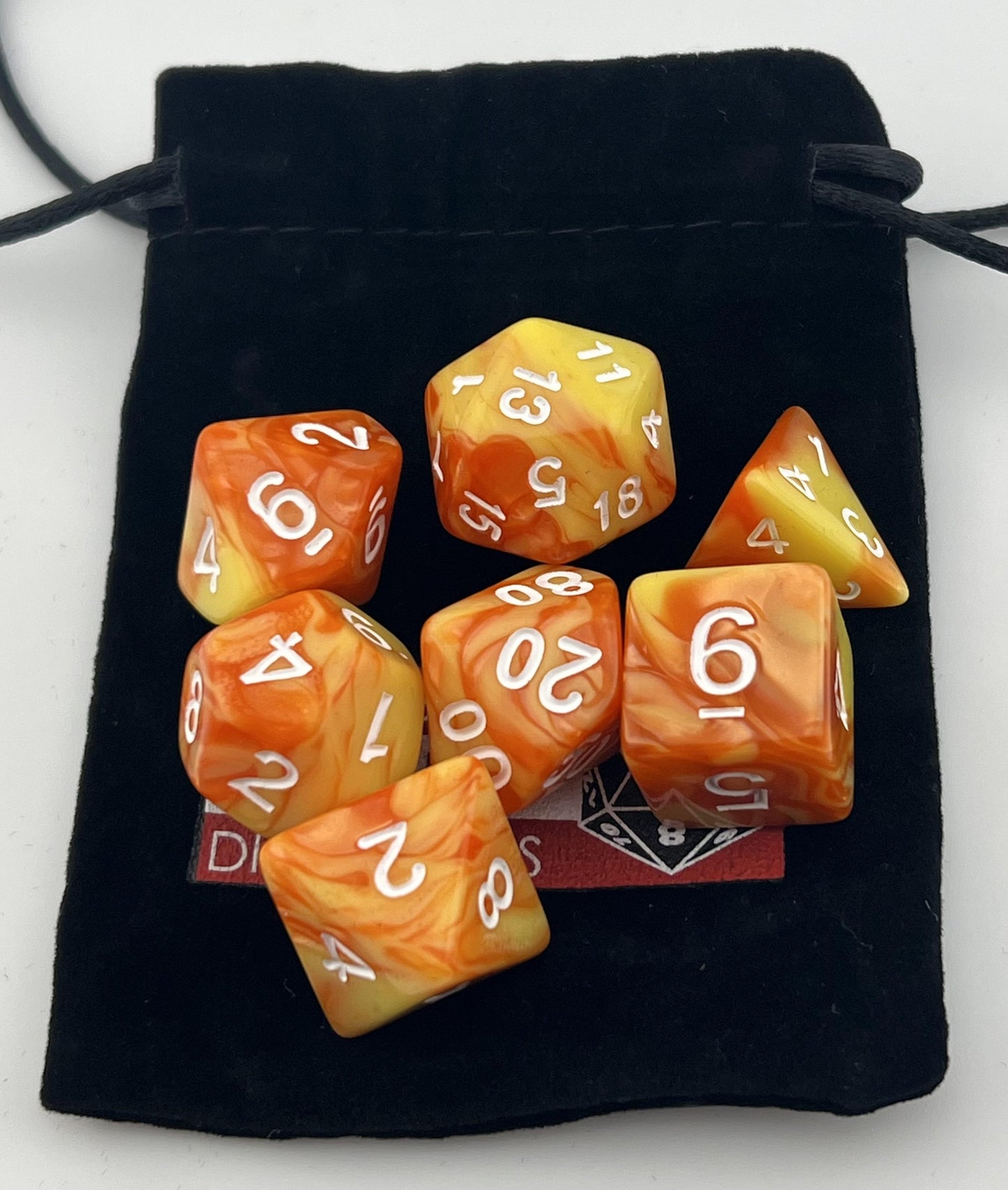 AD-01 Two-Tone-Orange-and-Yellow, Acrylic Dice Set
