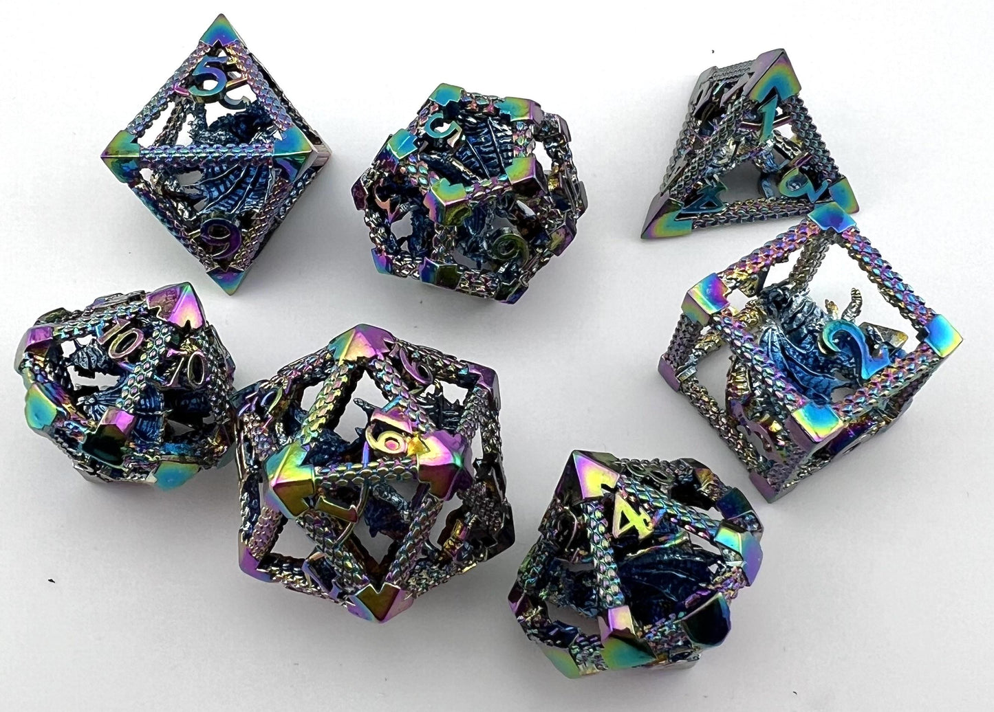 CD-05 Rainbow, Caged-Dragon Series, Hollow-Metal Dice Set