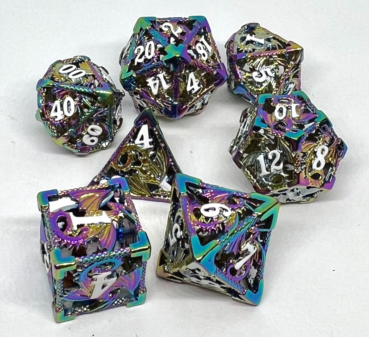 HD-07 Rainbow, Dragon Series, Hollow-Metal Dice Set
