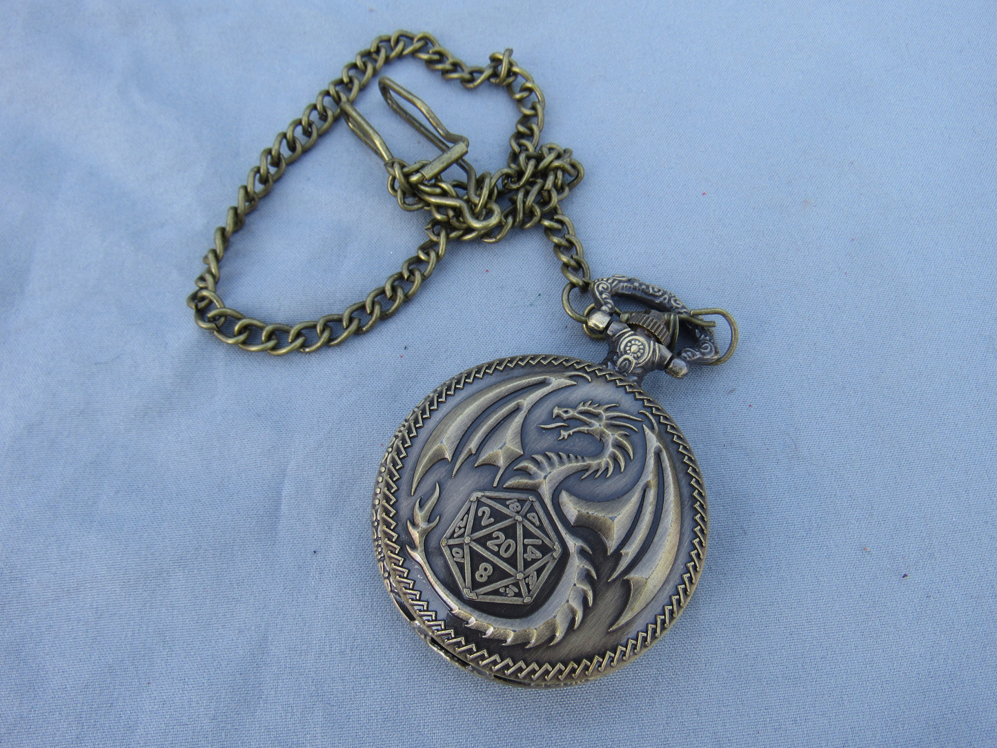 Tiny Dice in D20 Dragon Pocket Watch Case