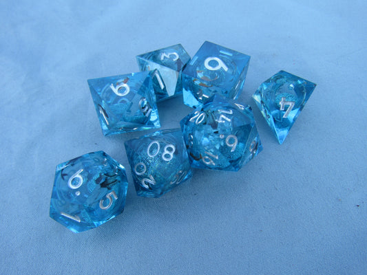 Blue Koi Fish Liquid Core Sharp Resin Dice