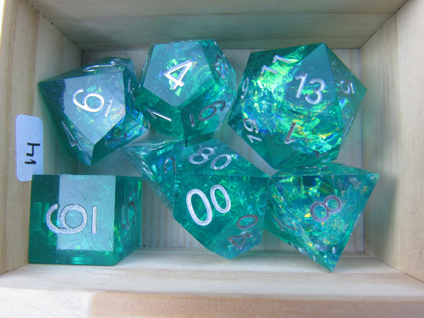 Teal Sharp Resin Dice