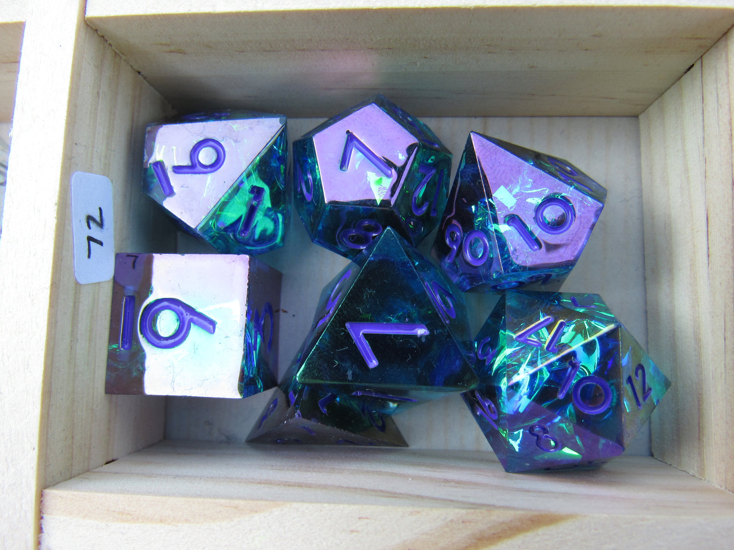 Dark Teal Iridescent Sharp Resin Dice