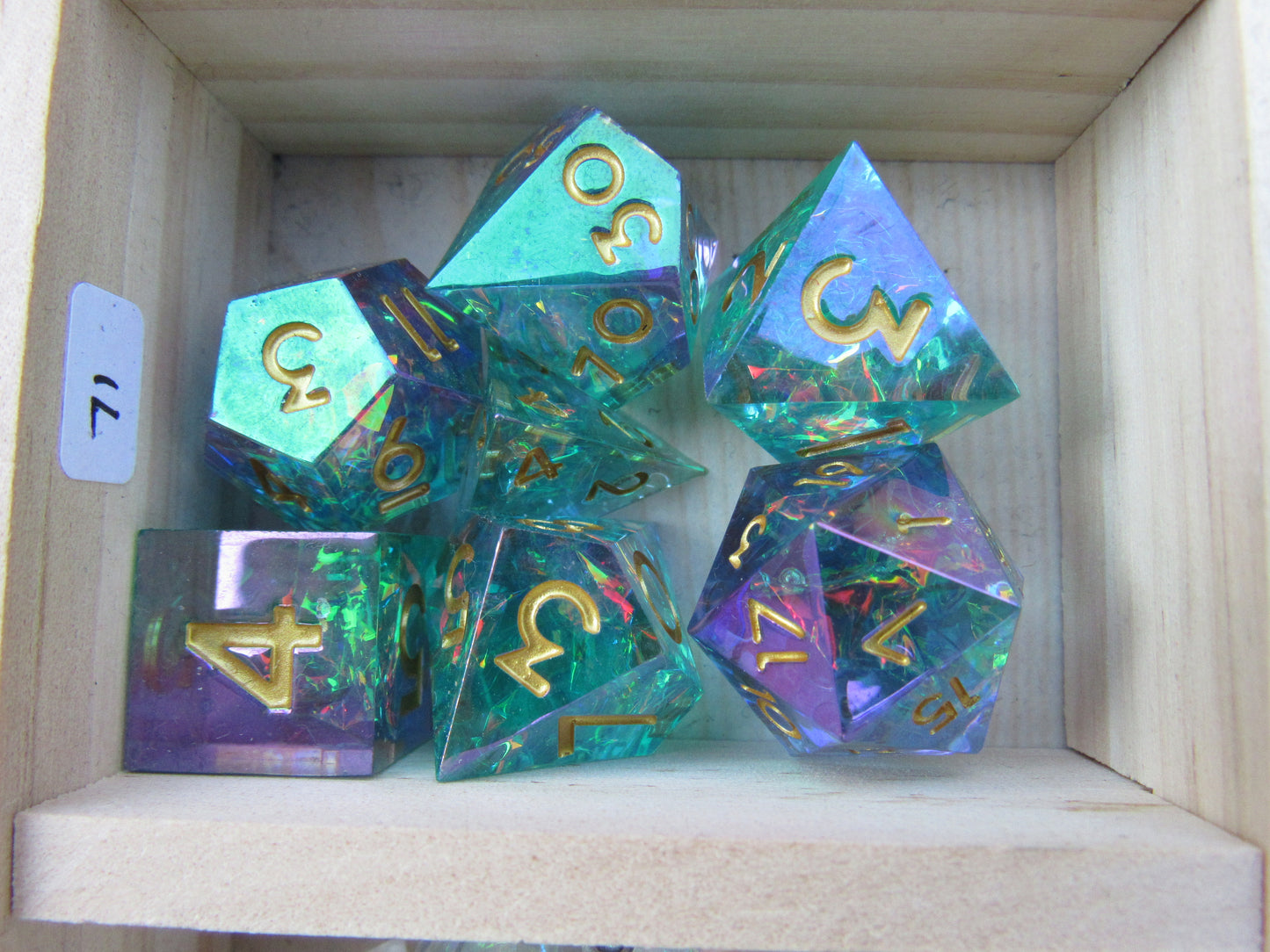 Light Teal Iridescent Sharp Resin Dice