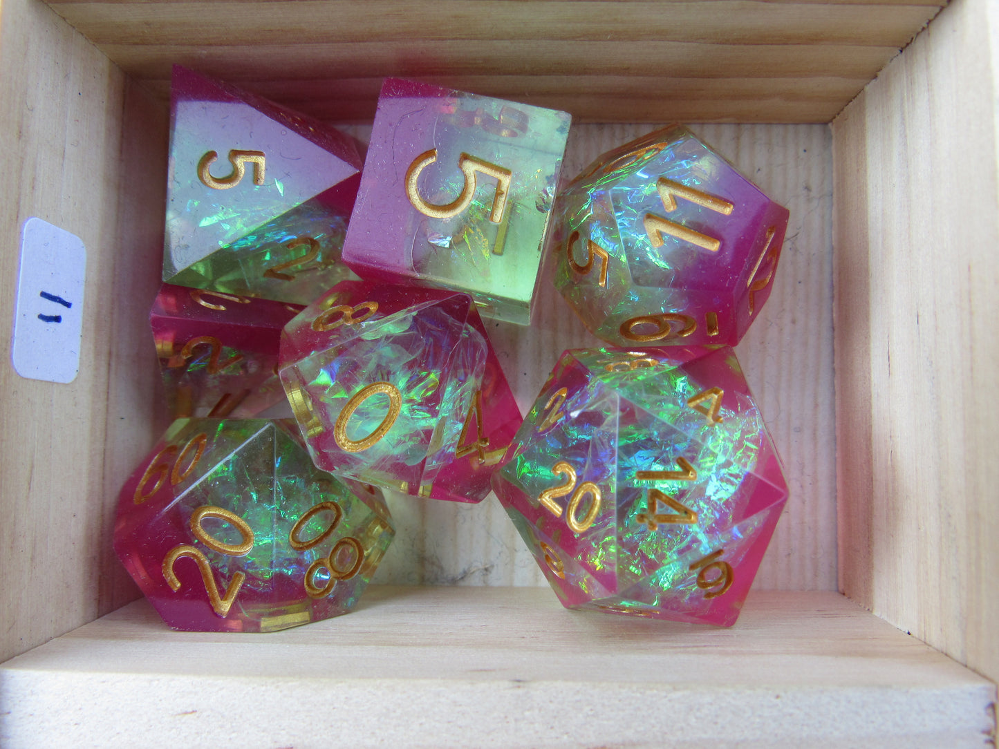 Green and Pink Sharp Resin Dice