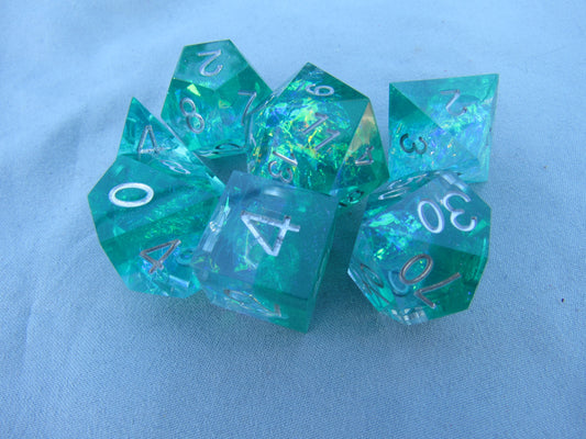 Teal Sharp Resin Dice