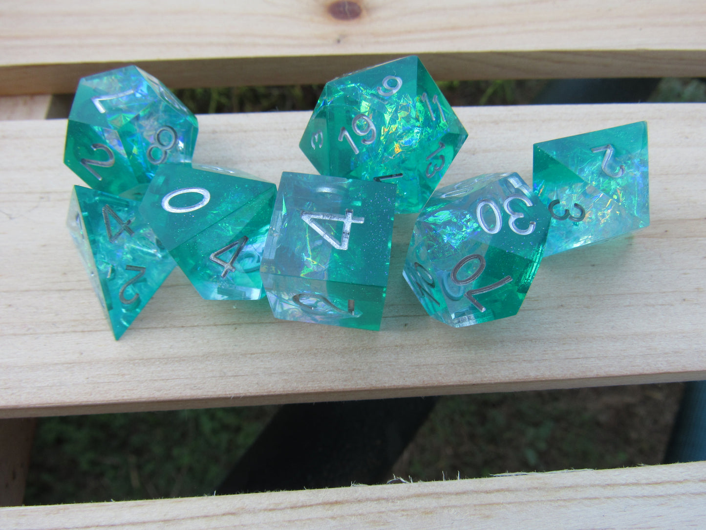 Teal Sharp Resin Dice