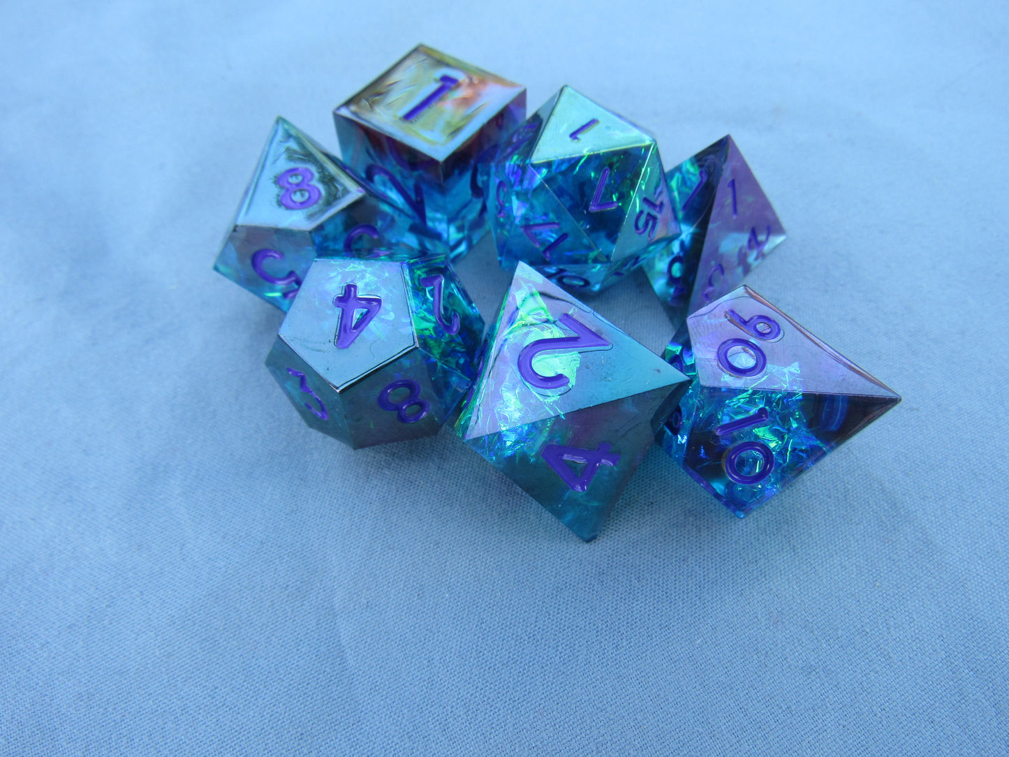 Dark Teal Iridescent Sharp Resin Dice