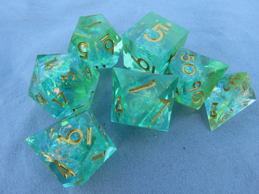 Light Green and Blue Sharp Resin Dice