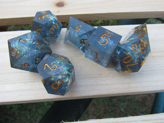 Grey Sharp Resin Dice