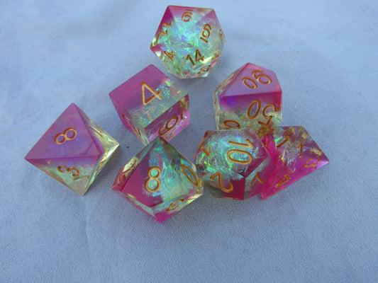 Green and Pink Sharp Resin Dice