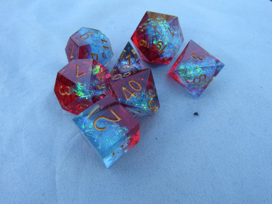 Red and Blue Sharp Resin Dice