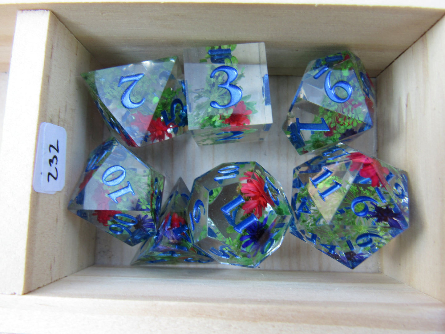 Blue and Red Floral Sharp Resin Dice