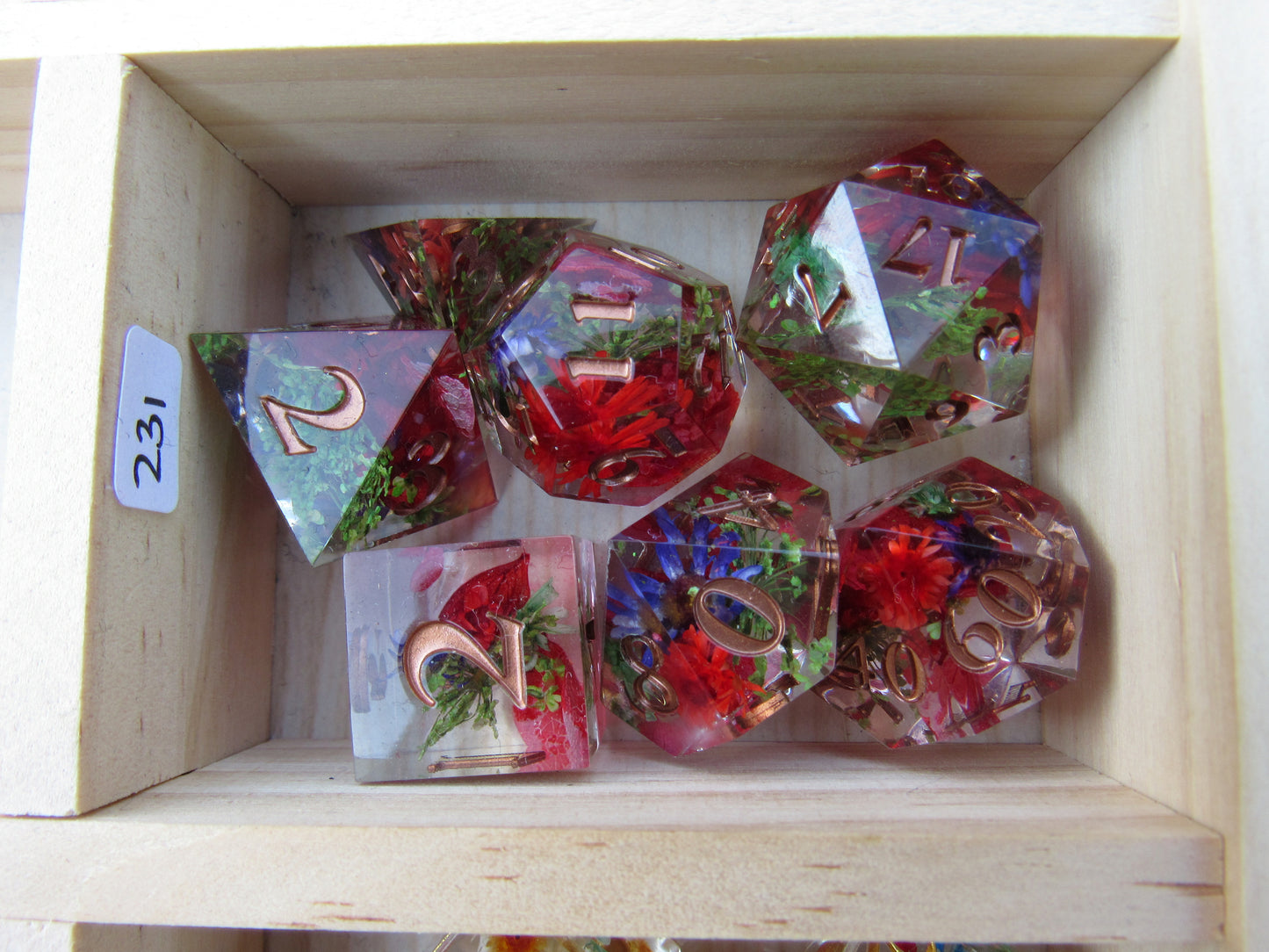 Red and Green Floral Sharp Resin Dice