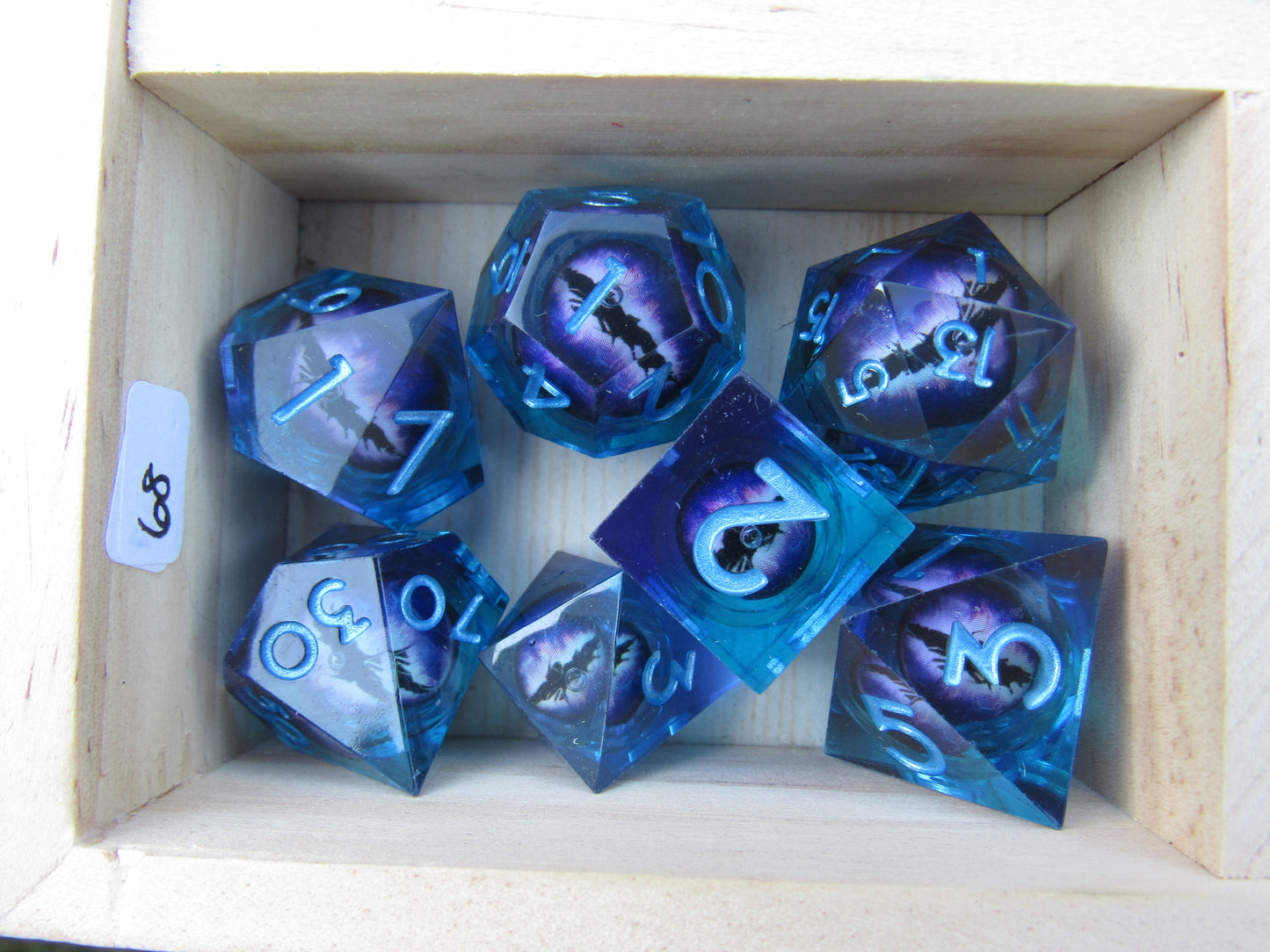Blue and Purple Eyeball Liquid Core Sharp Resin Dice