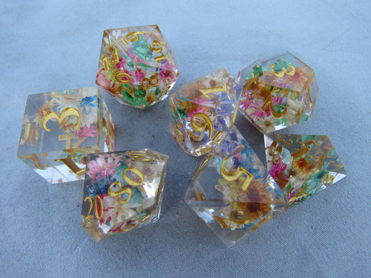 Rainbow Floral Sharp Resin Dice