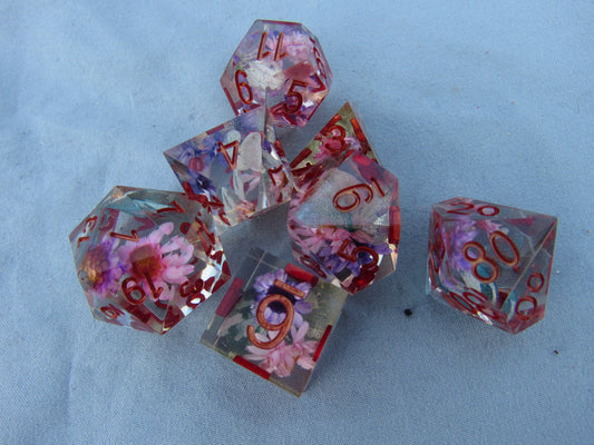 Pink Floral Sharp Resin Dice