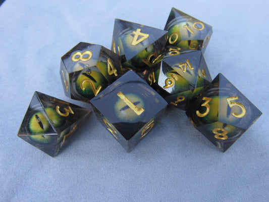 Dark Green Eyeball Liquid Core Sharp Resin Dice