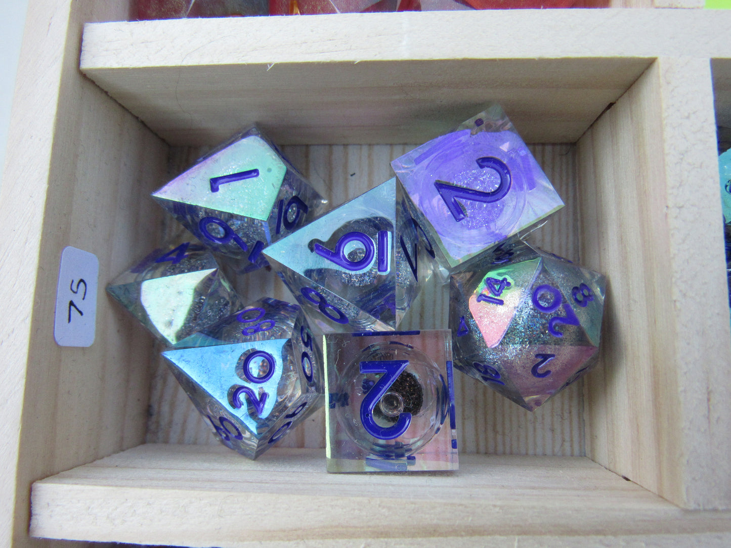 Transparent Iridescent Liquid Core Sharp Resin Dice