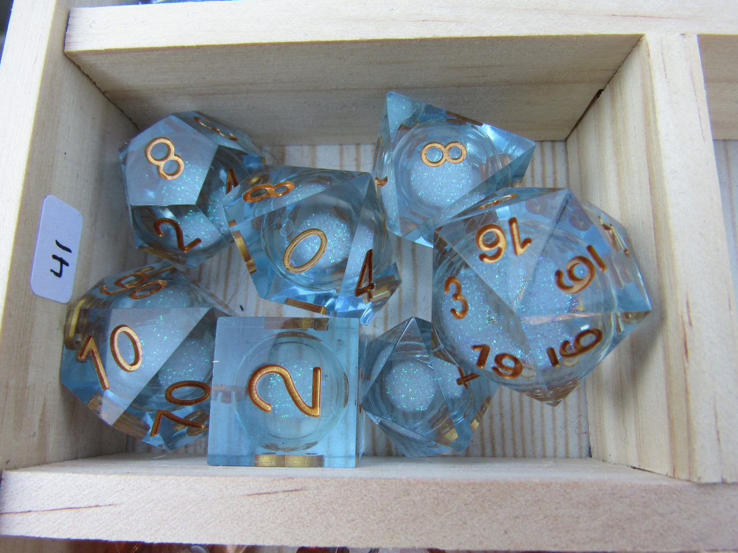 Pale Grey Liquid Core Sharp Resin Dice