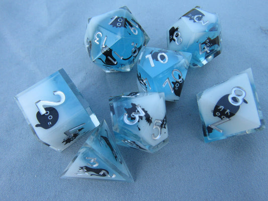 Black Cat Sharp Resin Dice
