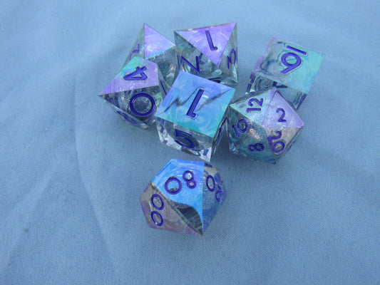 Transparent Iridescent Liquid Core Sharp Resin Dice