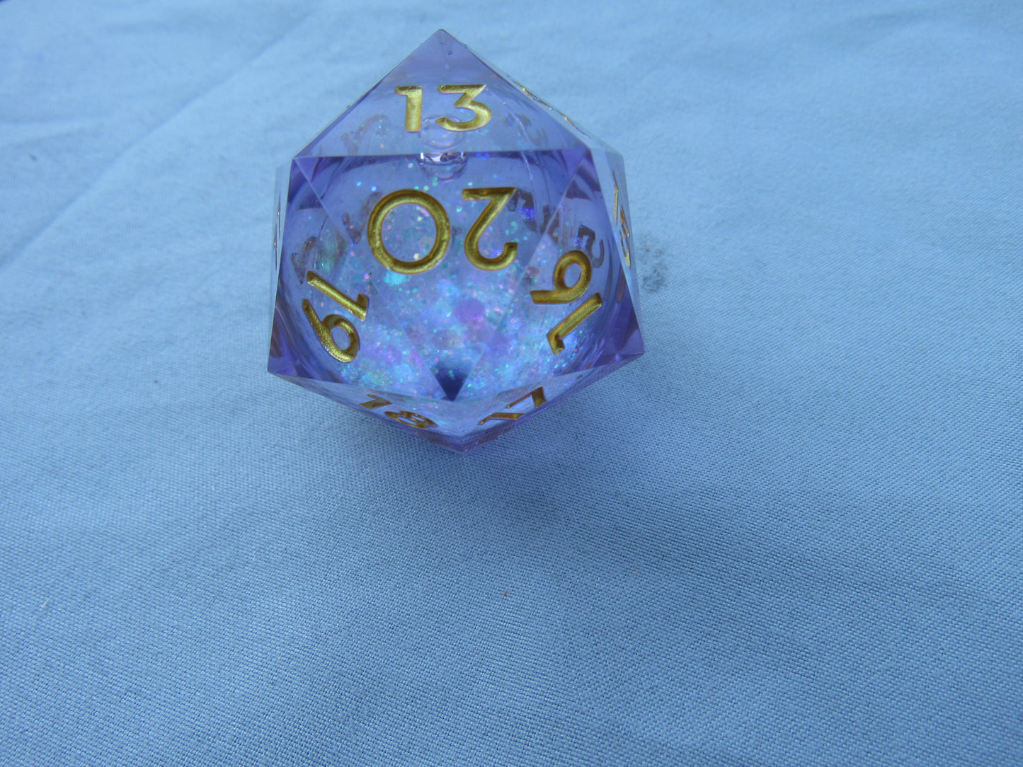 Purple Glitter Liquid Core Large Spindown D20