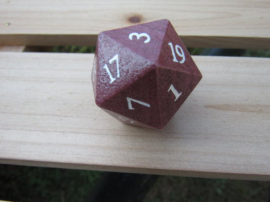 Purple Heart Large Wood D20
