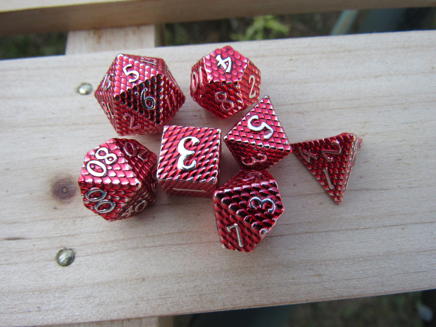 Red and Silver Mini Dragon Scale Dice