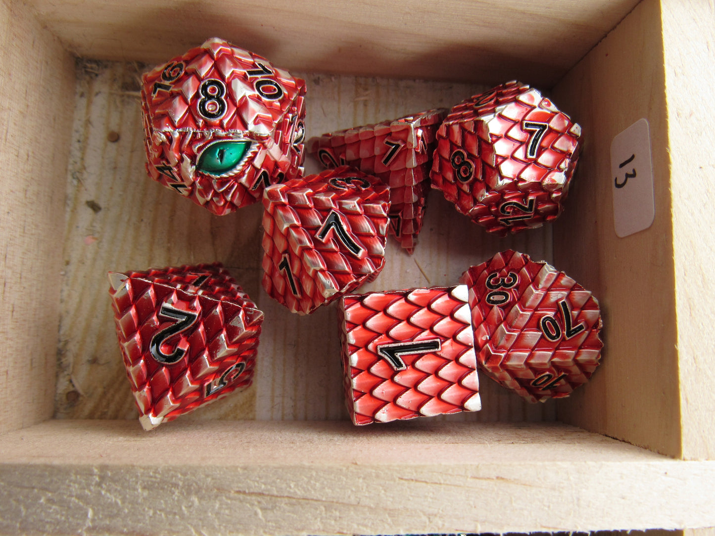Red and Silver Dragon Scale Dice