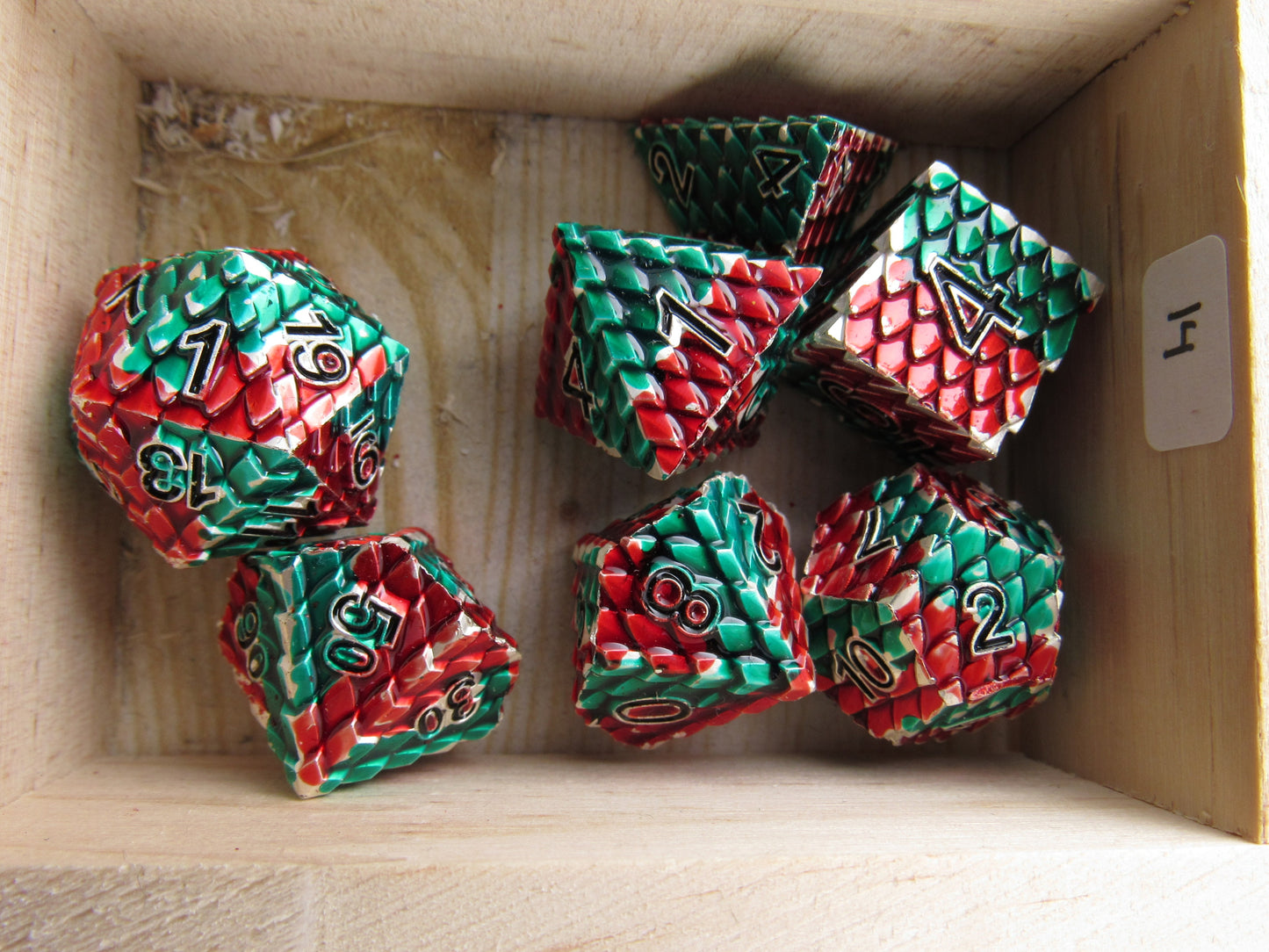 Red and Green Dragon Scale Dice
