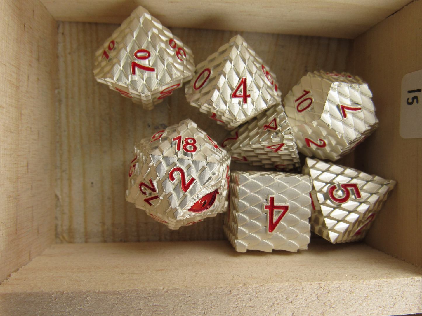 Silver and Red Dragon Scale Dice