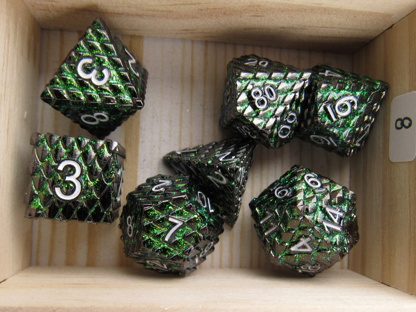 Green Glitter Dragon Scale Dice