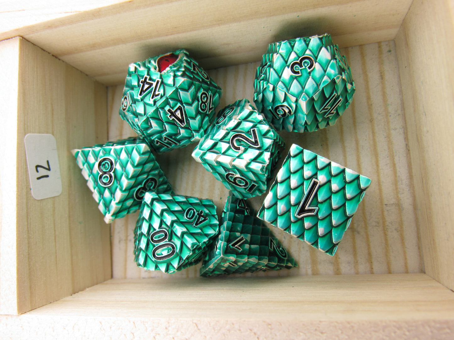 Green and Silver Dragon Scale Dice