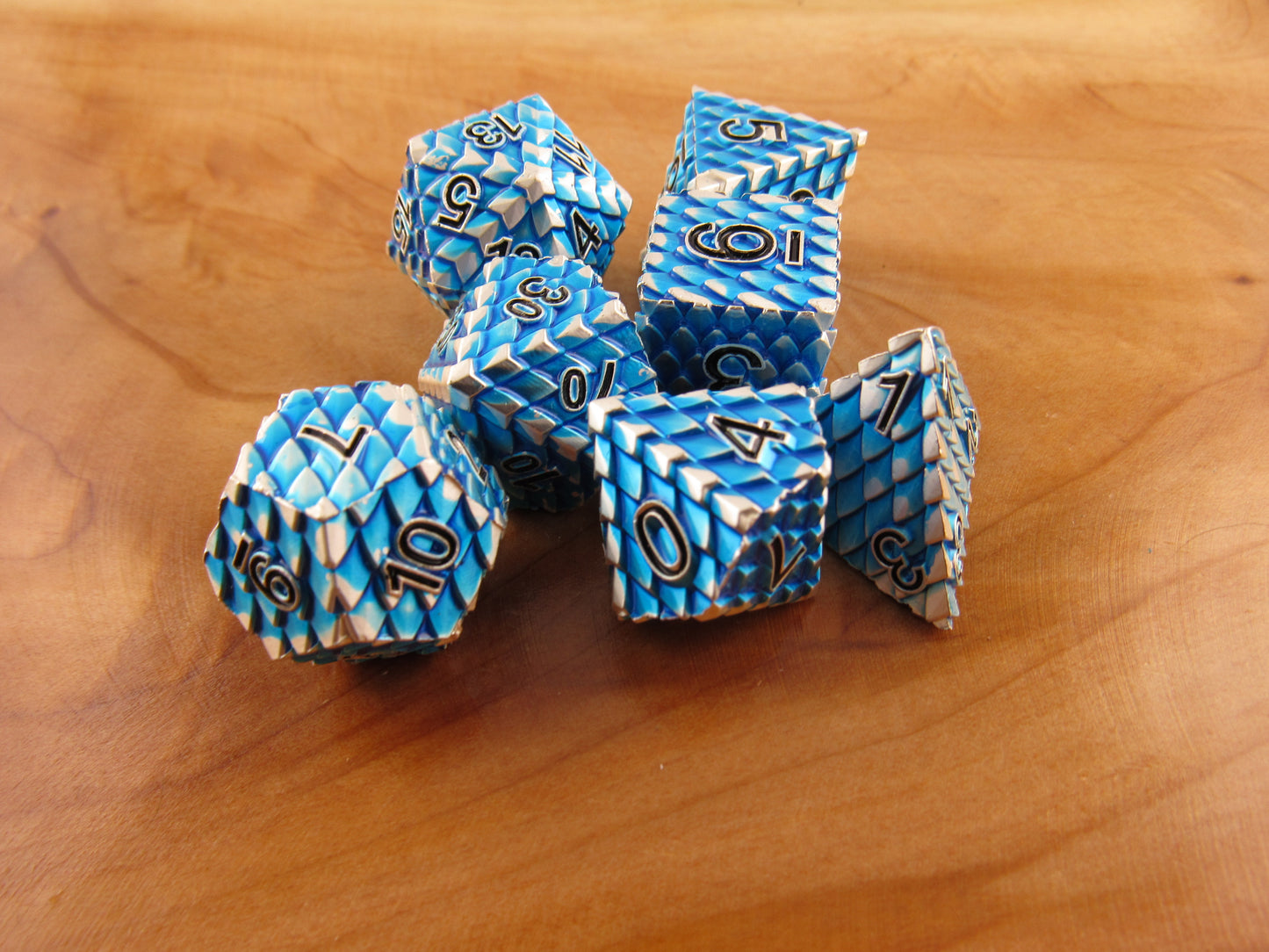 Blue and Silver Dragon Scale Dice
