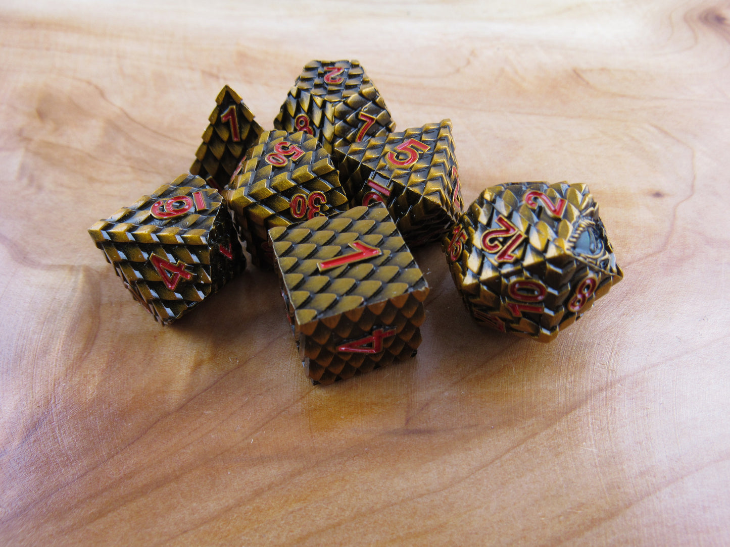 Bronze and Red Dragon Scale Dice