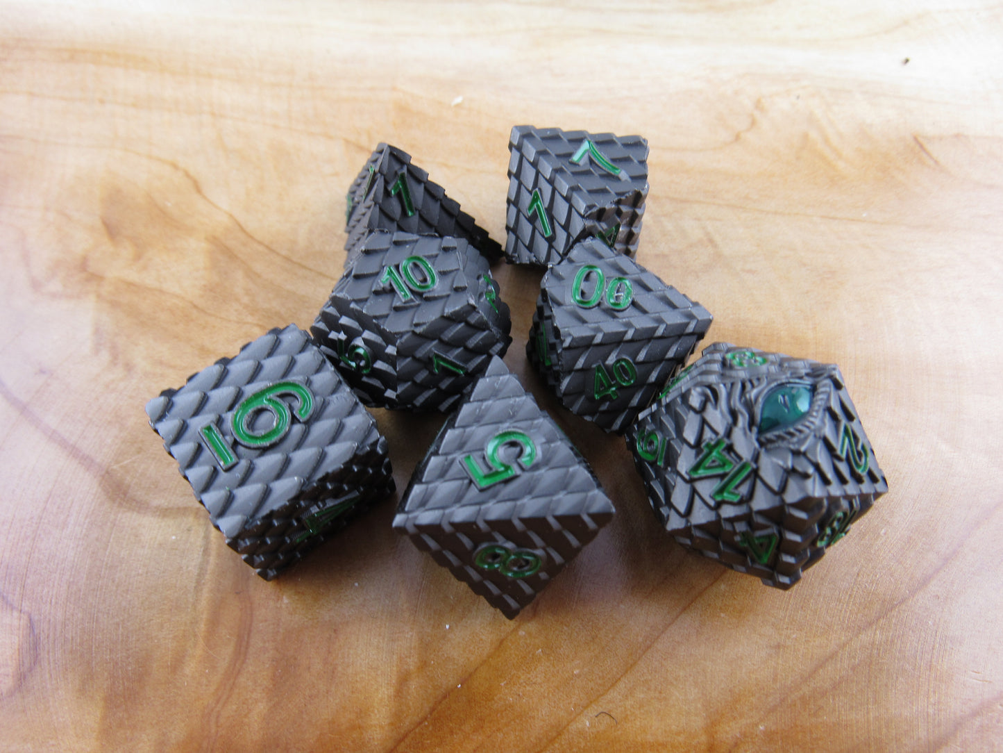Black and Green Dragon Scale Dice