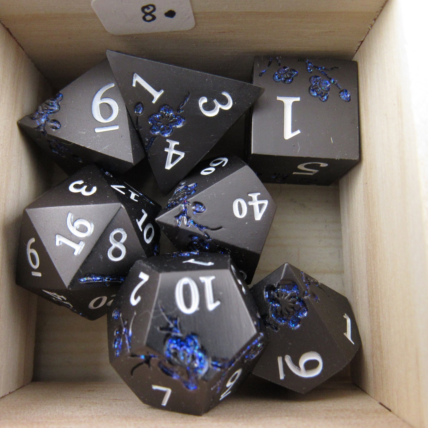 Black and Blue Plum Blossom Dice