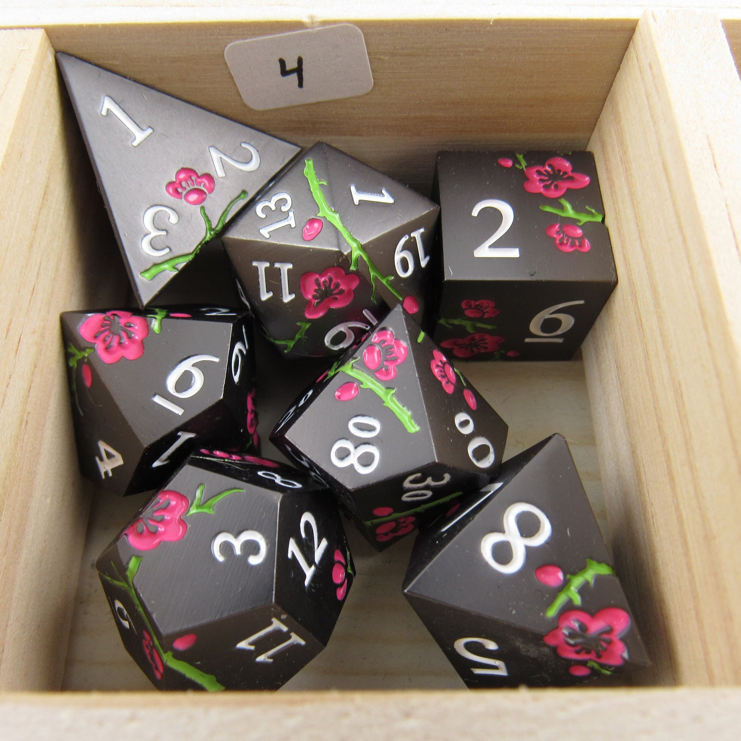 Black and Pink Plum Blossom Dice