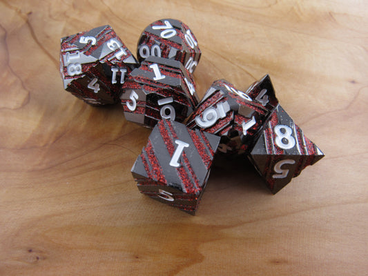 Gunmetal and Red Striped Dice