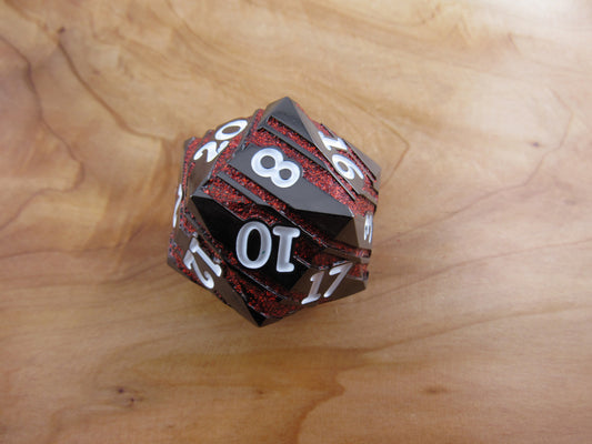 Gunmetal and Red Large Striped D20
