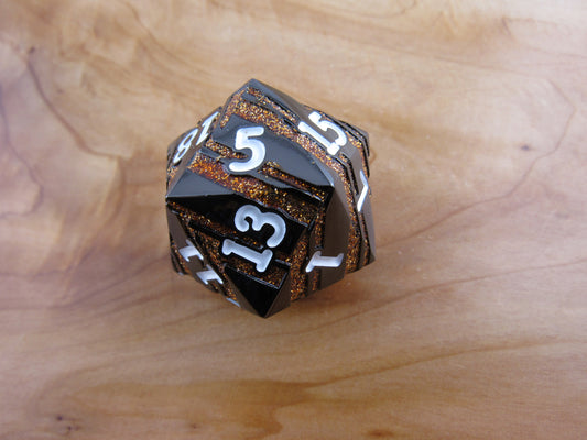 Gunmetal and Orange Large Striped D20