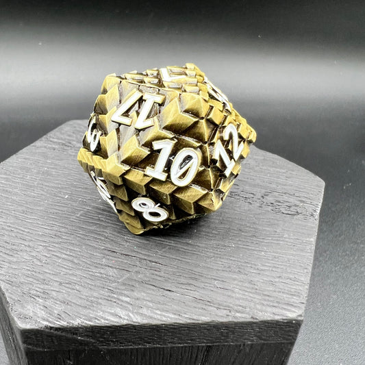 Antique Brass Dragon Scale Large D20