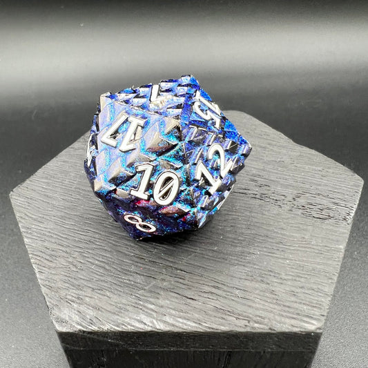 Blue Glitter Dragon Scale Large D20