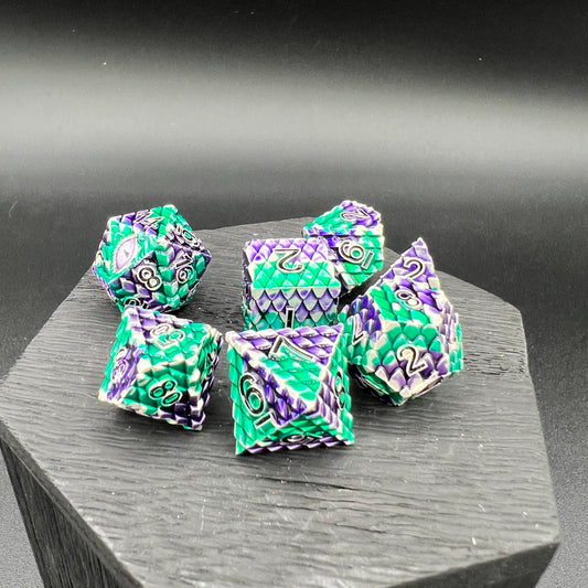 Green and Purple Dragon Scale Dice