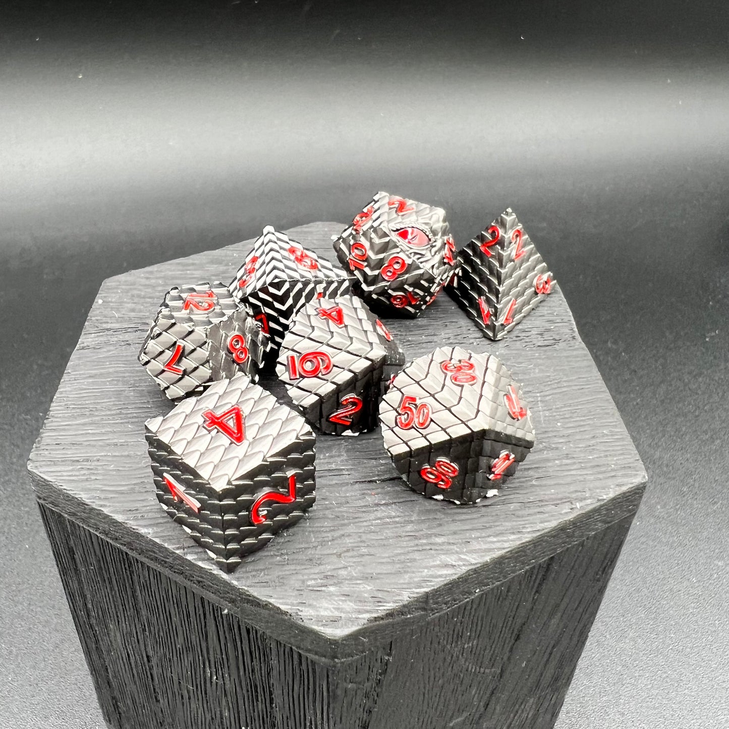 Black and Red Dragon Scale Dice