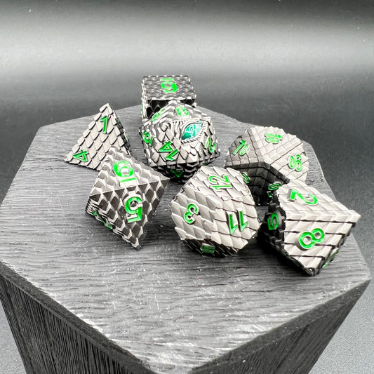 Black and Green Dragon Scale Dice